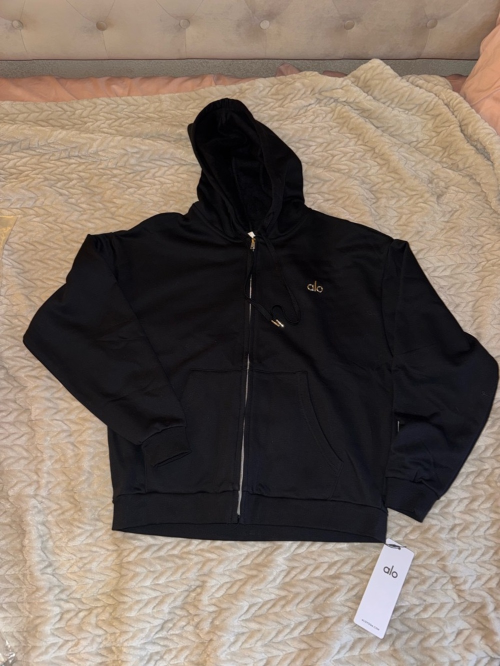 ALO Yoga Black Zip-Up Hoodie Jacket